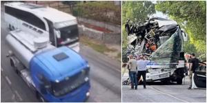 Imagini dramatice cu autocarul în care au murit trei români, în Bulgaria. A fost filmat cum gonește cu viteză dublă față de cea legală, între Veliko Tarnovo și Ruse