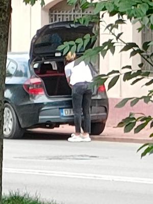 O craioveancă, la furat de flori din parc cu BMW-ul. Imaginile au devenit virale
