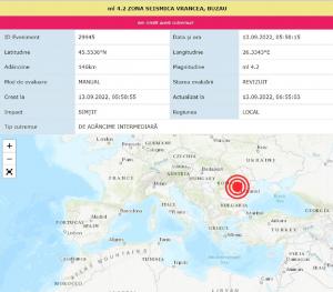 Cutremur în România, în această dimineață. Seismul de 4.2 pe Richter s-a produs în Vrancea, la 140 km adâncime