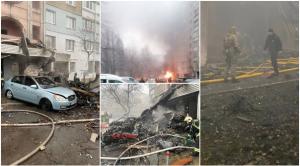 Elicopter ucrainean prăbușit lângă o grădiniță în Kiev. Ministrul de Interne, adjunctul său și trei copii, printre cei 18 morți