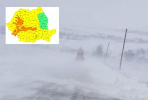ANM a actualizat avertizările cod galben şi portocaliu de ninsori și viscol. Zonele din ţară unde va ninge abundent