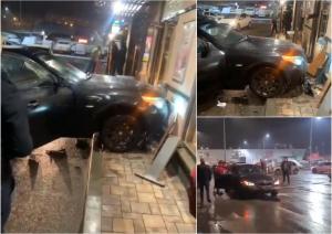 Un tânăr şofer s-a băgat cu BMW-ul în intrarea unui McDonald's din Focşani. Nu ştie cum a pierdut controlul maşinii în parcare