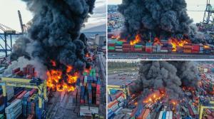 Incendiu uriaș în portul Iskenderun din Turcia. Sute de containere au luat foc după cutremurele devastatoare