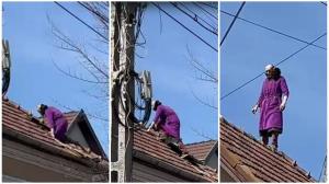 Scene ireale în Cluj. Un cetăţean american şi-a sechestrat soţia şi a ameninţat că o ucide: s-a urcat pe acoperişul casei, înarmat cu o lingură