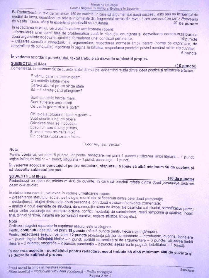 Subiecte română simulare Bacalaureat 2023. Elevii au primit basmul