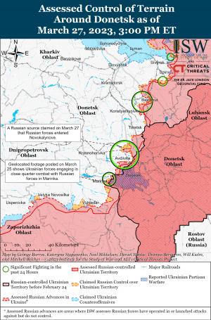 HARTĂ. Cât au avansat ruşii la Avdiivka şi Bahmut: Moscova suferă pierderi grele. Misiunea Ucrainei este "să epuizeze armata rusă"