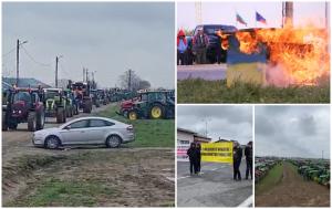 7.000 de fermieri protestează în întreaga ţară. Sunt blocate mai multe drumuri şi vămi. Au dat foc unui stup vopsit în culorile steagului Ucrainei