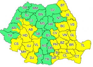 Trei sferturi din țară, inclusiv Capitala, sub cod galben de vreme severă de la 12.00. Ploi, grindină și vijelii până la noapte