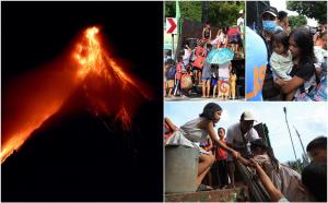 13.000 de oameni, evacuați din nord-estul statului Filipine, după erupția vulcanului Mayon. Oamenii au plecat cu maşinile sau în căruțe trase de bivoli