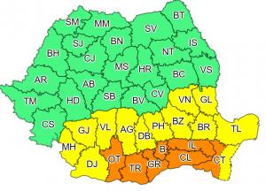 Jumătate de țară intră de la ora 18.00 sub avertizare cod portocaliu de ploi torențiale, grindină și vijelii. În București și alte zone urmează două zile caniculare