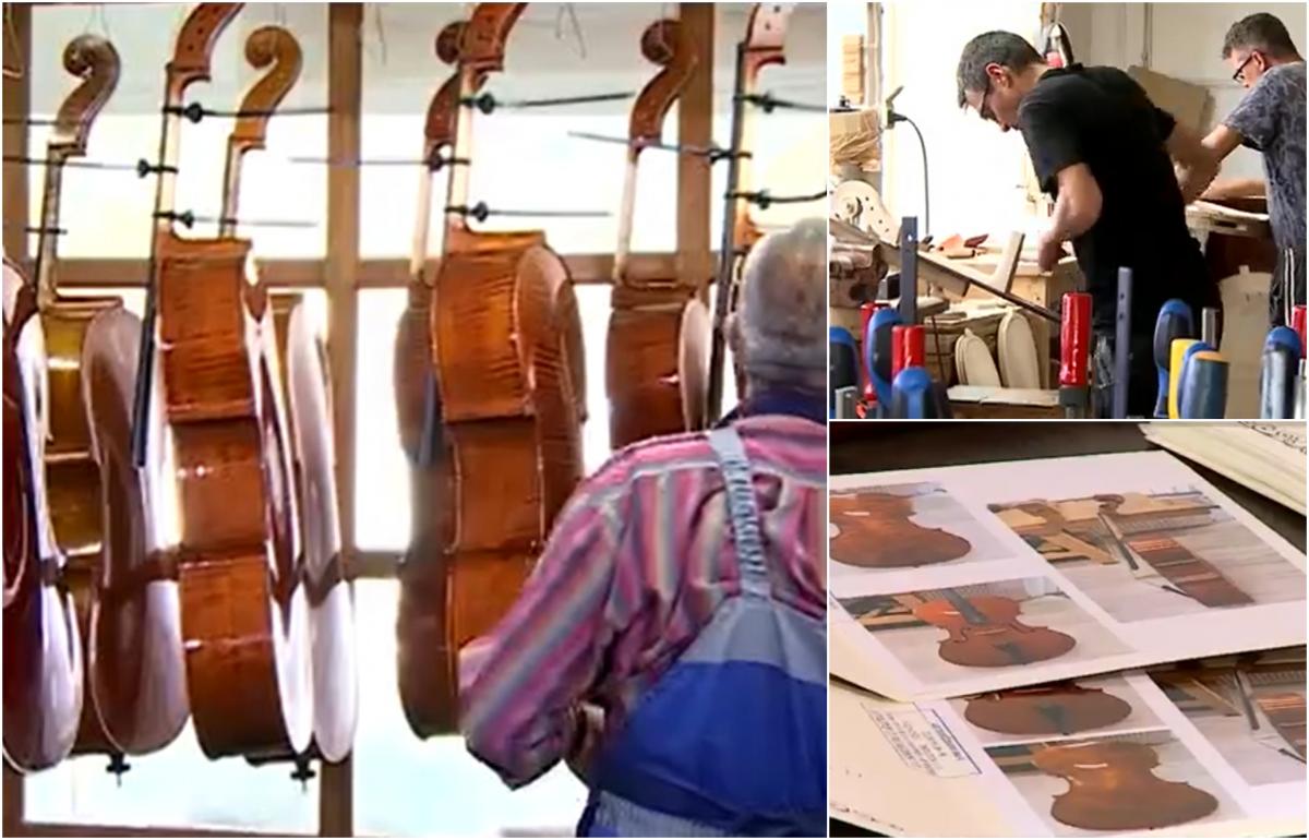 Strumenti in legno rumeni, esposti dagli artigiani del paese alla fiera musicale più famosa d’Italia.  Un violino, mesi di lavoro