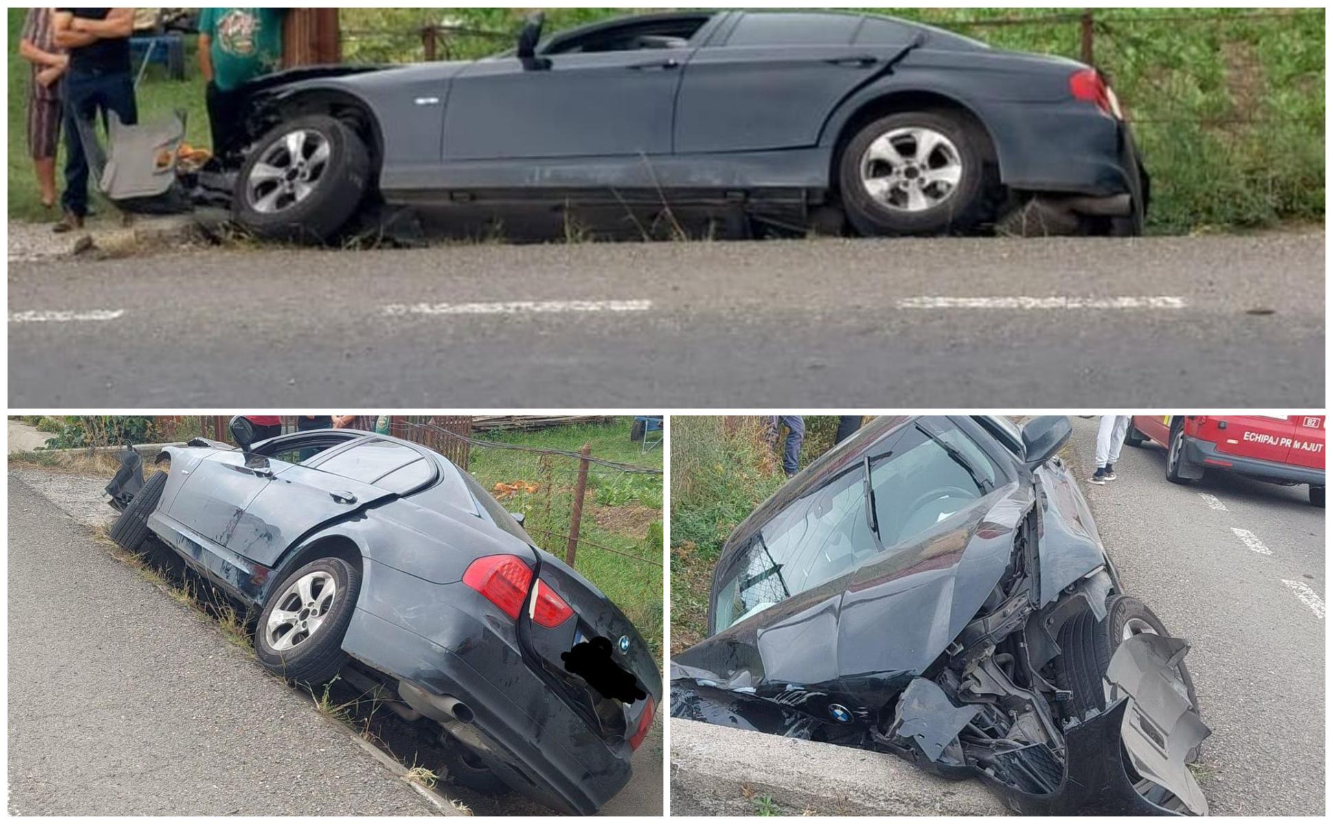 Un copilaş de 3 ani a scăpat nevătămat, după ce maşina în care se afla cu mama şi tatăl s-a înfipt într-un cap de pod. Grija părinţilor i-a fost "înger păzitor"
