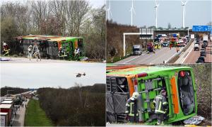 Accident cumplit în Germania. 5 morți, după ce un autocar cu 53 de pasageri s-a răsturnat pe o autostradă de lângă Leipzig