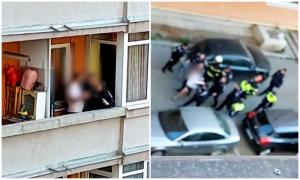 Cum a ajuns un italian să atârne la 10 metri de sol, pe faţada unui bloc din Cluj. "A trecut pe pervaz până la vecinul în balcon"