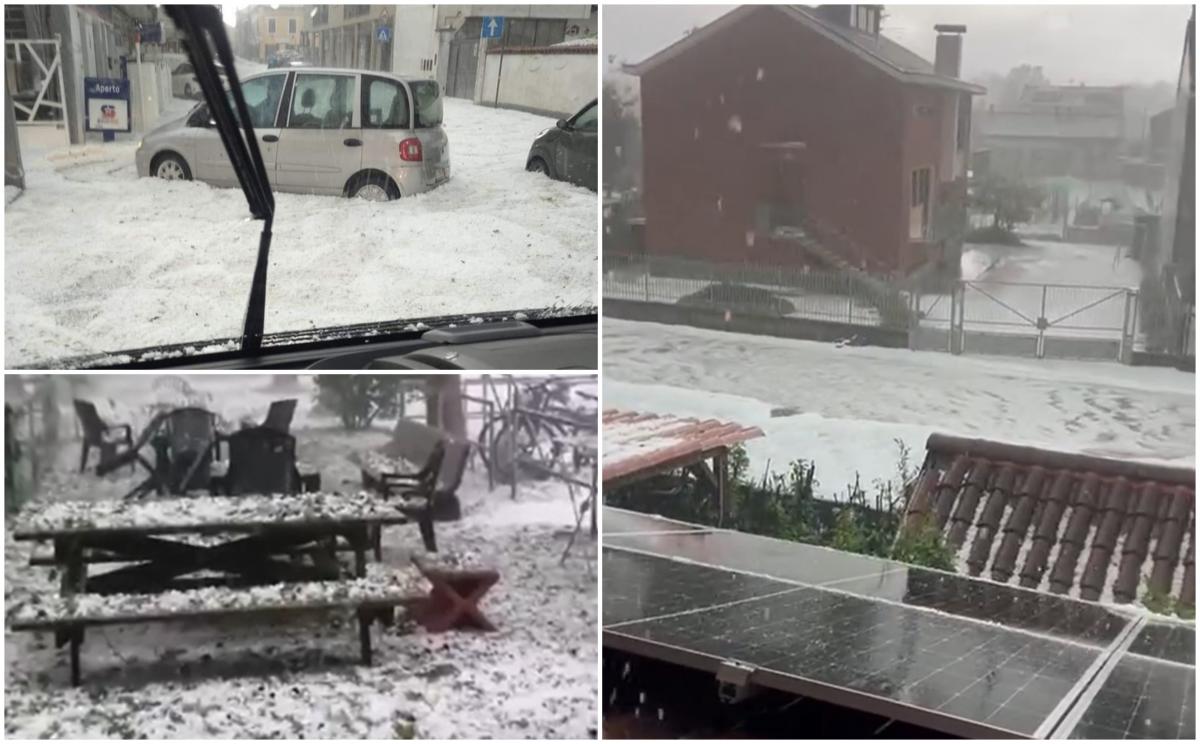 Immagini apocalittiche in Italia.  Un forte temporale con bufere di neve e grandine si è abbattuto su Torino, trasformando le strade in fiumi di ghiaccio