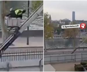 Noi imagini cu jaful de la Luvru. Hoţii, filmaţi de paznici când coboară cu macaraua: "La dracu, pleacă"