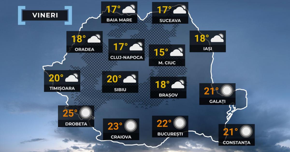 Vremea de mâine 31 octombrie. Va fi mult mai cald decât normalul perioadei. Maxime, între 16 şi 24 de grade