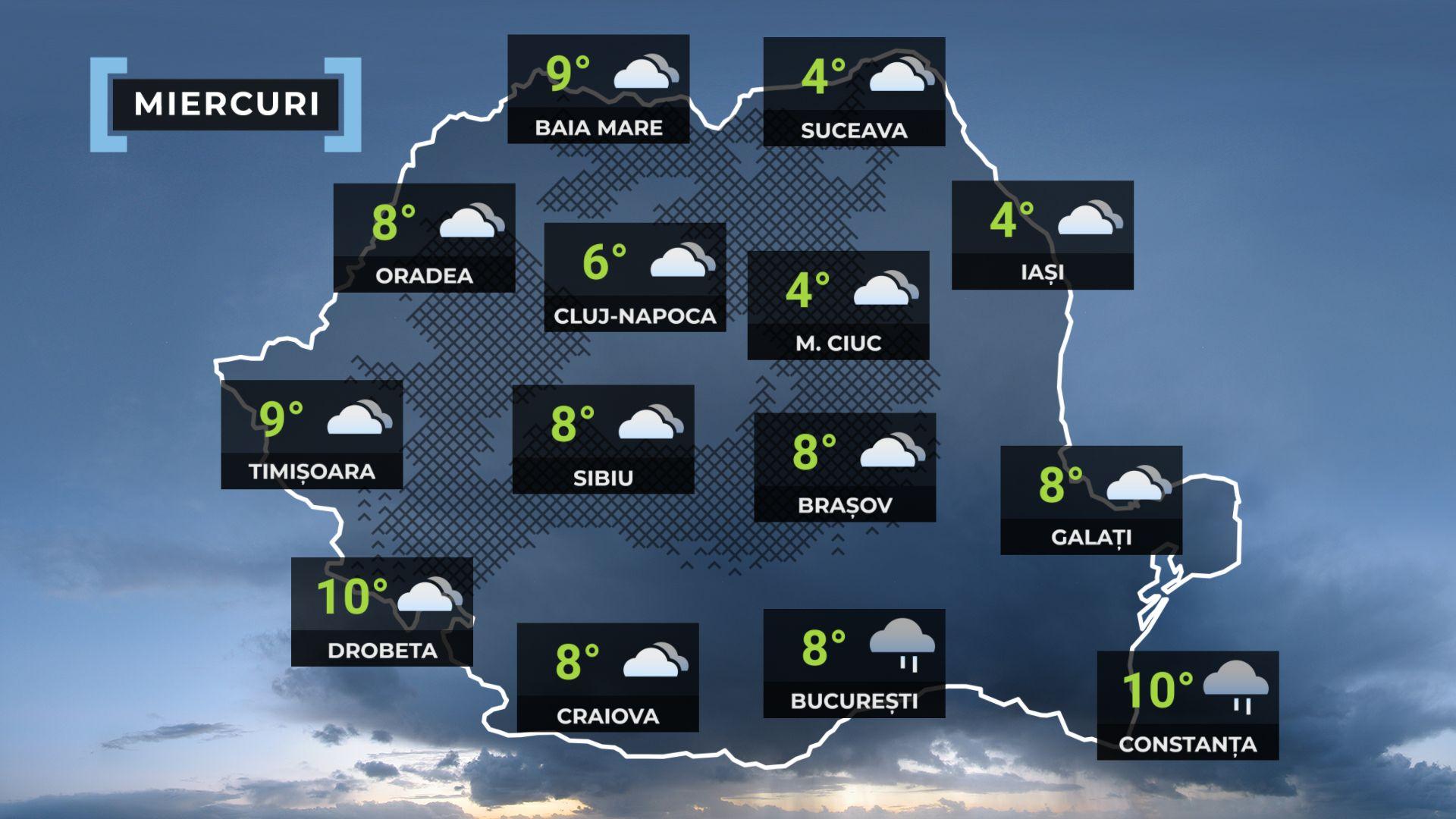 Vremea de mâine 19 noiembrie. Se răceşte în aproape toată ţara. Maxime, între 2 şi 11 grade