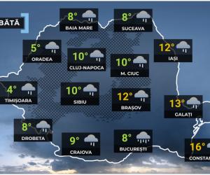 Vremea de mâine 29 noiembrie. Ploile cuprind toată țara, iar la munte va ninge. Minimele coboară la 1 grad