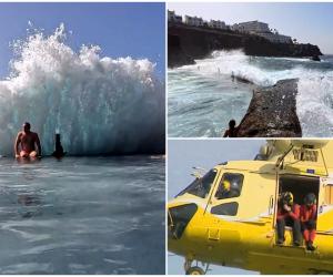Filmul morţii celor doi români din Tenerife, luaţi de un val uriaş. Au ignorat toate avertismentele