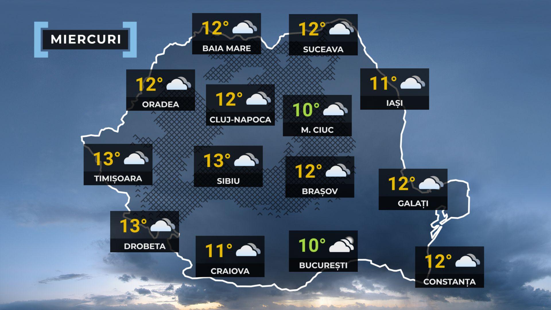 Vremea de mâine 10 decembrie. Va fi mai cald decât normalul perioadei. Maxime, între 8 şi 16 grade