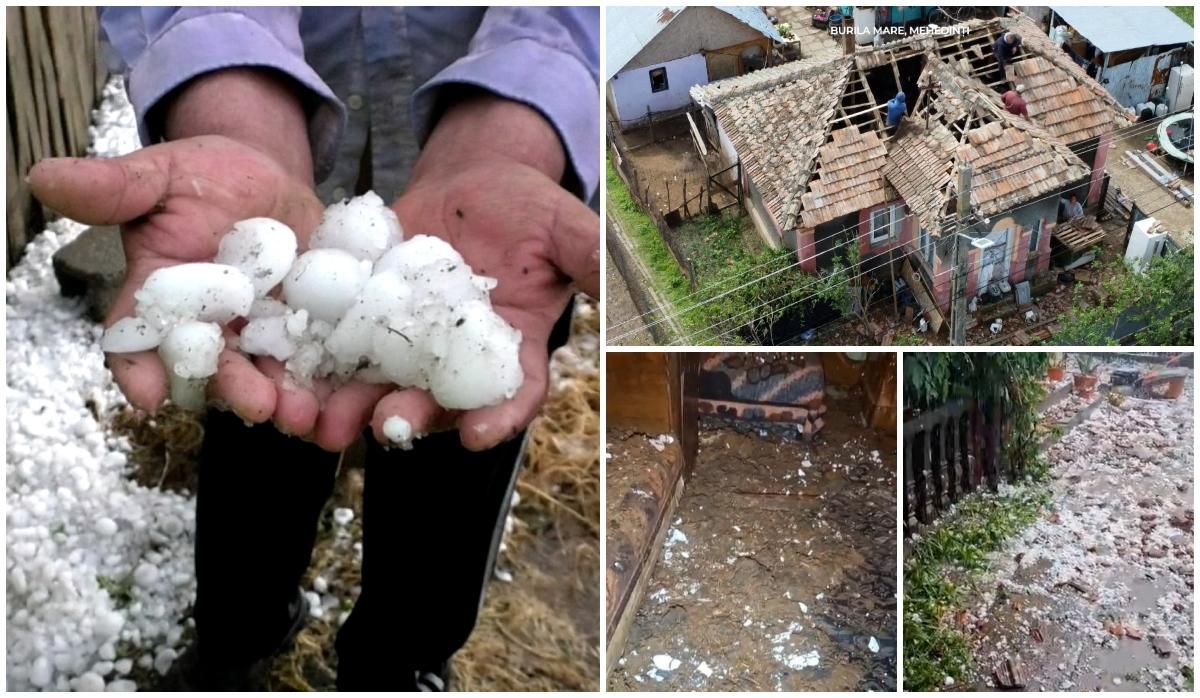 "Doamne, ne-a nenorocit! Aşa ceva, rar mai vezi". Furtunile şi grindina au făcut prăpăd în mai multe judeţe. Vremea extremă continuă şi în zilele viitoare