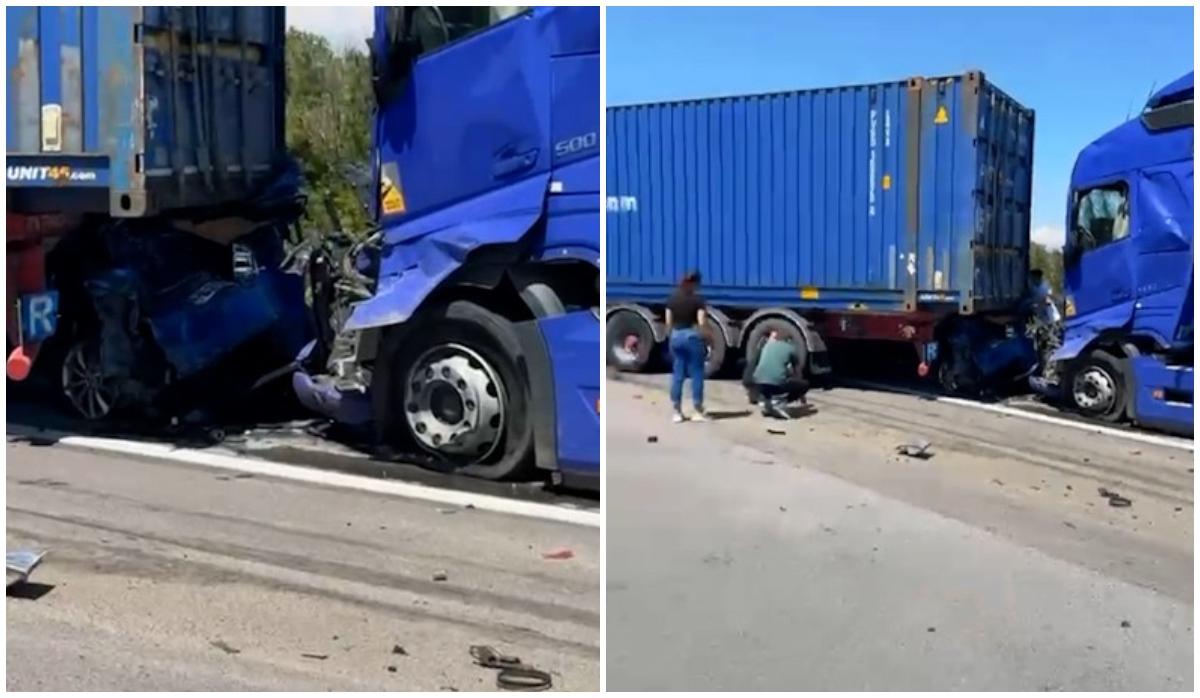 Accident grav pe A1 București-Pitești: 4 autoturisme și 3 TIR-uri implicate. A fost activat Planul Roşu