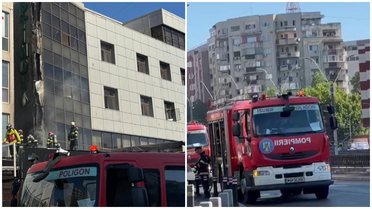 Incendiu la un magazin din Bucureşti. Flăcările s-au extins la terasa unui hotel