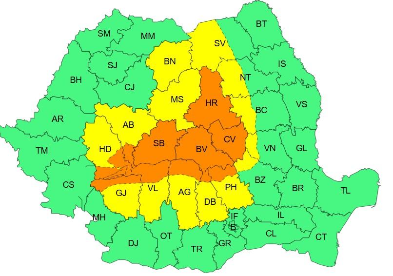 Harta codurilor de furtuni 29 iulie