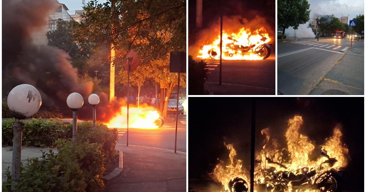 Un ATV a luat foc din senin pe o stradă aglomerată din Craiova. Flăcările au cuprins rapid întreg vehiculul