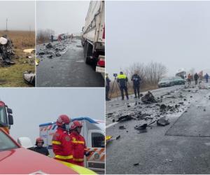 Şase morţi în urma unui accident cumplit pe E70 în Timiş, în care au fost implicate 4 vehicule