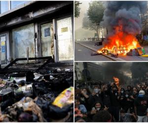 Profesori stropiţi cu benzină la protestele liceenilor din Franța: școli devastate și 40 de directori răniți