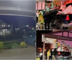 Momentul când o camionetă zboară peste 30 de metri și se oprește direct într-o casă în SUA: "A fost o nebunie"