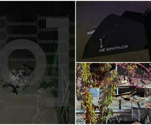 Primele imagini cu drona prăbuşită în Galaţi. DSU: Ar putea avea încărcătură explozivă. Mesajul inscripţionat