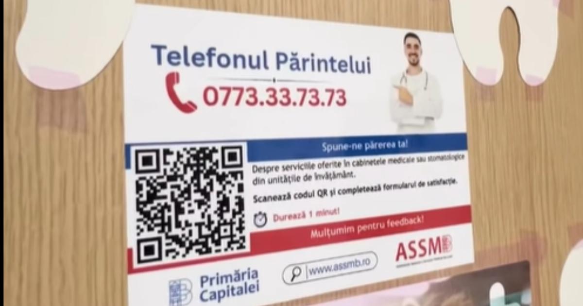 A fost lansat "Telefonul Părintelui" pentru evaluarea serviciilor medicale din școlile bucureştene