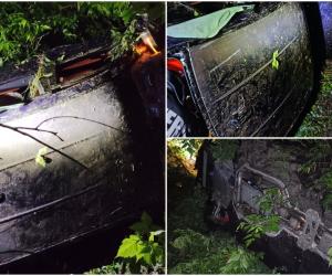 Trei tineri, la un pas de moarte după ce s-au răsturnat cu maşina într-o râpă în Galaţi