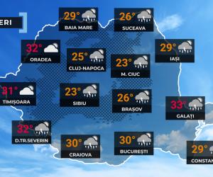 Vremea de mâine, 3 iulie. Furtuni, grindină şi vijelii în mare parte din ţară