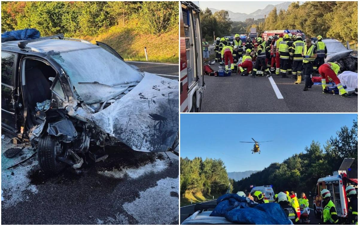 O familie cu 3 copii, captivă în mașina cuprinsă de flăcări după un accident. Oamenii au stat să privească