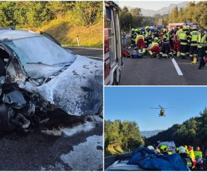 O familie cu 3 copii, captivă în mașina cuprinsă de flăcări după un accident. Oamenii au stat să privească