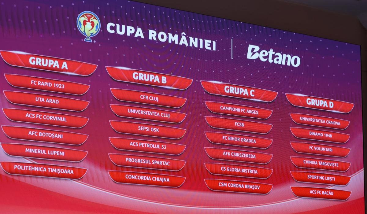 Cupa României: Craiova-Dinamo și CFR Cluj-U Cluj, în grupe. Programul meciurilor