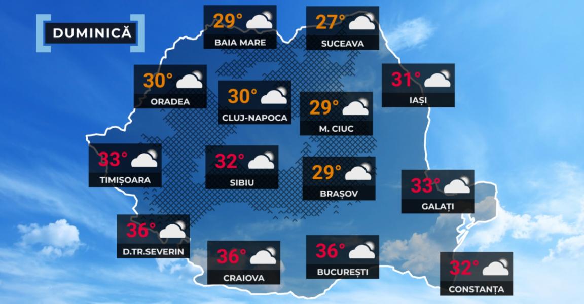 Vremea de mâine 23 august. Caniculă în sud, temperaturi în scădere în restul țării