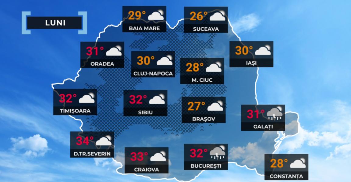 Vremea de mâine 24 august: România, între caniculă și furtuni. Ce temperaturi se anunță