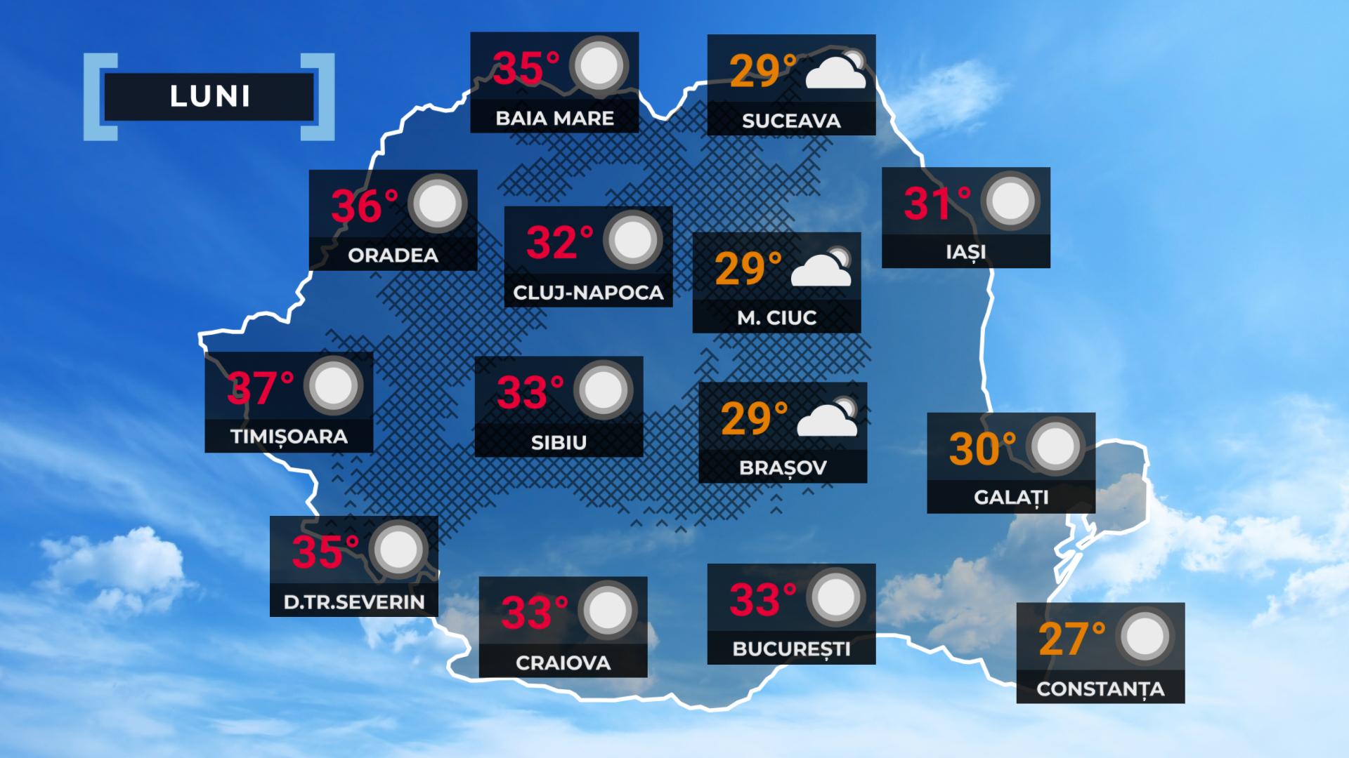 Vremea de mâine, 31 august. Temperaturile urcă până la 37 de grade, iar noaptea vin furtunile