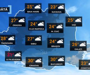 Vremea de mâine 19 septembrie. Ploi, descărcări electrice şi vânt în mai multe zone, apoi maxime de 32°C