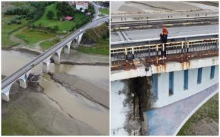 Pericole la tot pasul în Neamţ. Din viaductul care leagă Moldova de Transilvania cad bucăţi. "Se vede cum trepideză"