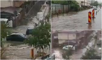O ploaie torenţială a făcut prăpăd în Popești-Leordeni. Străzile au ajuns sub ape, maşinile au înaintat cu greu prin puhoaie