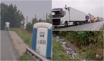 Vama Calafat, coșmarul camionagiilor. În timp ce bulgarii promit parcări amenajate pe zeci de hectare, în țară, șoferii nu au nici unde merge la baie