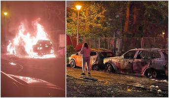Un BMW X3 și o Toyota s-au făcut scrum într-o parcare din Iași. Poliţiştii nu exclud ipoteza unei răzbunări
