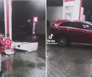 O șoferiță cu Mercedes a plecat cu tot cu pompa de benzină după ea, în Prahova. Unii au luat-o la fugă de teamă
