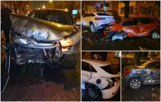 Dezastru într-o parcare din Constanța. Un șofer vitezoman a făcut zob patru mașini, după ce a pierdut controlul volanului